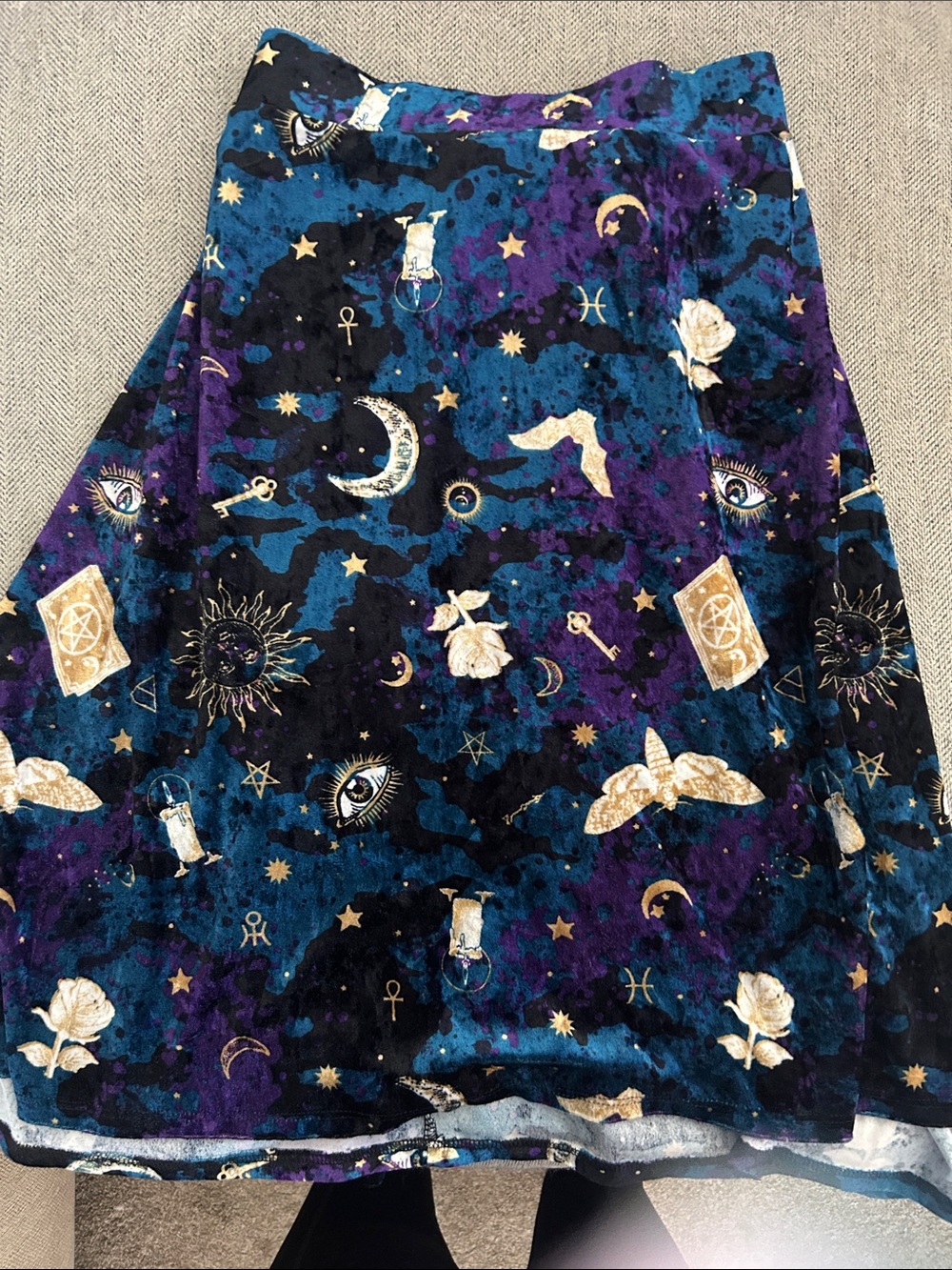 Celestial Print Circle Skirt in Purple & Teal
